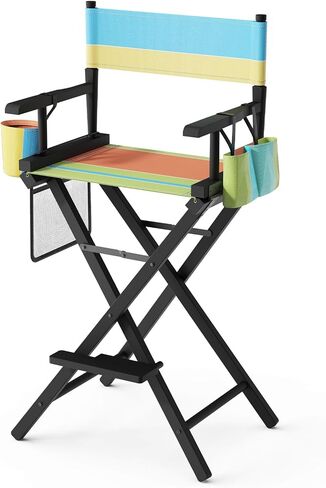 كرسي Omysalon's Director's 31 "قابلة للطي قابلة للطي مع حقيبة ومسند للتخزين ، كرسي فنان الماكياج للصالون ، الأحداث ، المحمول ، سعة 250 رطلاً ، إطارًا من الخشب الأبيض ومقعد القماش الأخضر الزيتون in Kuwait