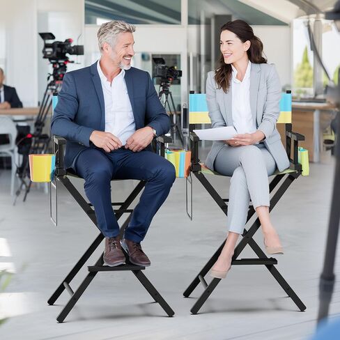 كرسي Omysalon's Director's 31 "قابلة للطي قابلة للطي مع حقيبة ومسند للتخزين ، كرسي فنان الماكياج للصالون ، الأحداث ، المحمول ، سعة 250 رطلاً ، إطارًا من الخشب الأبيض ومقعد القماش الأخضر الزيتون in Kuwait