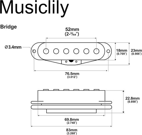 Musiclily 52MM Single Coil Pickup Bridge Pickup for Fender Strat Stratocaster Squier Electric Guitar, White Cover in Saudi Arabia