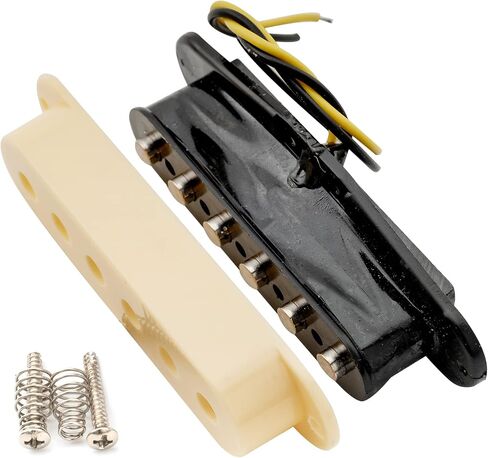 Musiclily 52MM Single Coil Pickup Bridge Pickup for Fender Strat Stratocaster Squier Electric Guitar, White Cover in Saudi Arabia