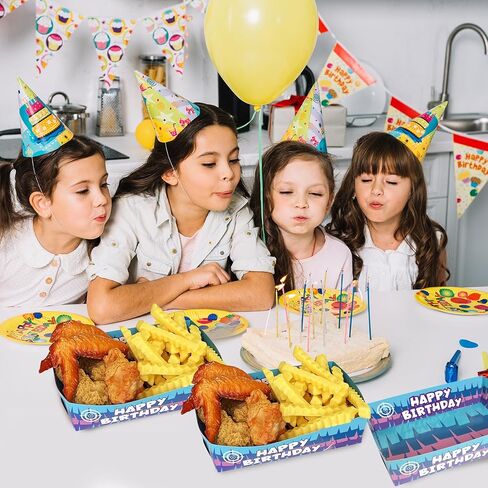 38 PCS فيديو ألعاب الورق صواني الطعام ، ورقيات ألعاب قوارب الطعام يمكن التخلص منها Nacho Taco Snack Tray Hot Dog Popcorn Plating Plates Holder for Gaming Birthday Party Decorations in Saudi Arabia