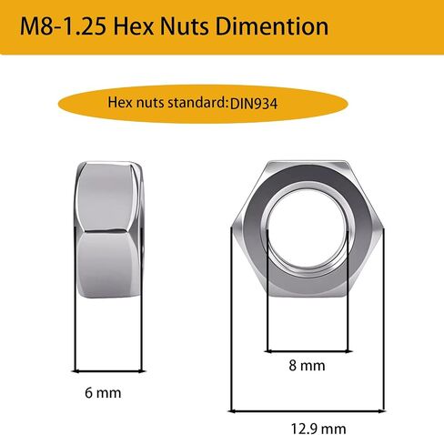 100pcs M5-0.8 Hex Nuts 304 Stainless Steel High Strength Anti-Rust Nut Kit for Machinery, Electronics, Furniture, and DIY Projects in Kuwait