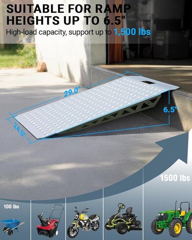 سقيفة شاقة منحدر لركوب الخيل ، سلالم لذعان المرآب عتبة المدخل العشب جرار جرار الثلج كراسي الكراسي العربة الحديقة ، 1500 رطل التحميل مضاد للانزلاق لوحة منحدر-2 pcs in Kuwait