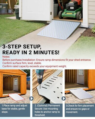 سقيفة شاقة منحدر لركوب الخيل ، سلالم لذعان المرآب عتبة المدخل العشب جرار جرار الثلج كراسي الكراسي العربة الحديقة ، 1500 رطل التحميل مضاد للانزلاق لوحة منحدر-2 pcs in Kuwait