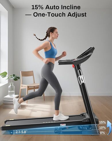 Incline Treadmill, Treadmill with 15% Auto Incline, 3.0HP, 300 lbs Capacity, Bluetooth APP, Shock Absorbing Design for Home Use in Saudi Arabia