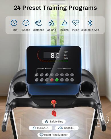 Incline Treadmill, Treadmill with 15% Auto Incline, 3.0HP, 300 lbs Capacity, Bluetooth APP, Shock Absorbing Design for Home Use in Saudi Arabia