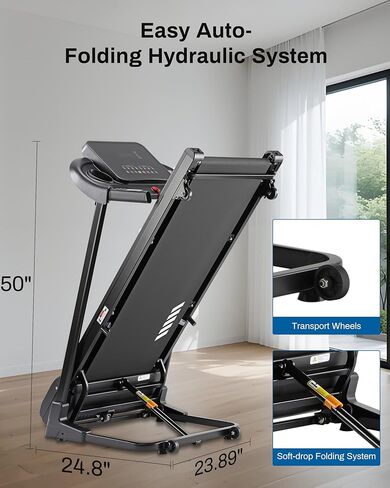 Incline Treadmill, Treadmill with 15% Auto Incline, 3.0HP, 300 lbs Capacity, Bluetooth APP, Shock Absorbing Design for Home Use in Saudi Arabia