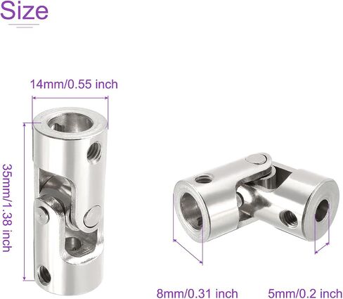 DMiotech 2 Pack 4mm to 5mm Inner Dia Rotatable Universal Steering Shaft U Joint Coupler L24 x D11 Coupler Connector W Screw for 3D Printer, CNC Machine in Saudi Arabia