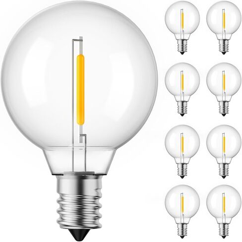 Brightown G40 Replacement LED Light Bulbs, 25 Pack Clear Globe Bulb fits E12 C7 Candelabra Screw Base Sockets, 1.5 Inch Dimmable Edison Light Bulbs for Indoor Outdoor Patio Decor, Warm White in Kuwait