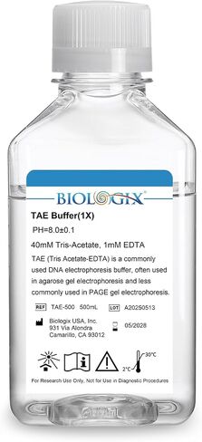 Tris Acetate-EDTA Buffer (1×), TAE DNA Electrophoresis Buffer, pH 8.0, 500mL/Bottle, 10 Bottles/Box in Saudi Arabia