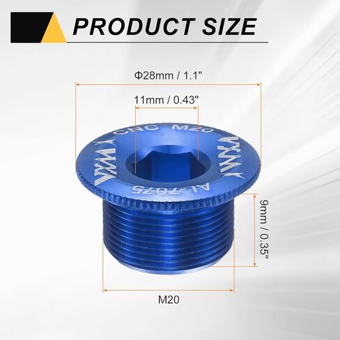Harfington 2pcs Crank Cover Screw M20 سبيكة الألومنيوم سبيكة كرنك تثبيت مسامير ذراع ذراع الترباس للدراجة الجبلية ، الأزرق in Saudi Arabia