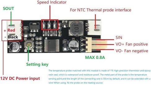 Single 12V 0.8A DC PWM 2-3 Wire Fan Temperature Control Speed Controller Chassis Computer Noise Reduction Module Board in Saudi Arabia