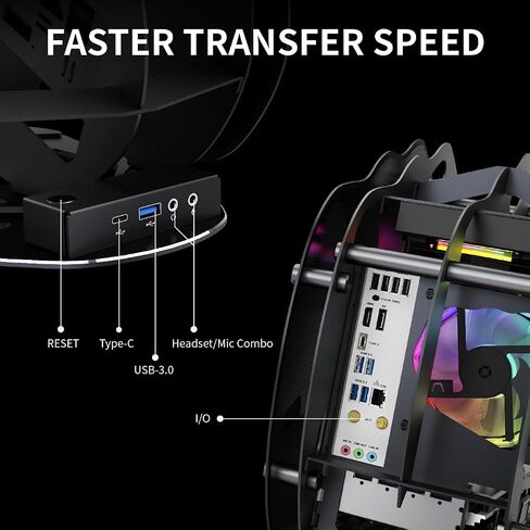 علبة ألعاب Micro-ATX/Mini-ITX المصغرة التي تم تحديثها مفتوحًا ، ولوحة جانبية زجاجية مقسمة ، مروحة ArgB PWM المثبتة مسبقًا ، مع USB3.0 ، USB-C ، دعم الرادياتير 240 مم أبيض in Kuwait