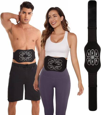 ABS Stimulator - EMS Muscle Stimulator - Abdominal Training Belt Portable Sport Exercise Workout Equipment Home Office Black White in Saudi Arabia