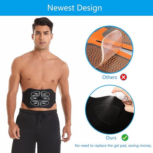 ABS Stimulator - EMS Muscle Stimulator - Abdominal Training Belt Portable Sport Exercise Workout Equipment Home Office Black White in Saudi Arabia