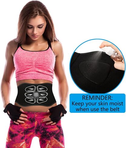 ABS Stimulator - EMS Muscle Stimulator - Abdominal Training Belt Portable Sport Exercise Workout Equipment Home Office Black White in Saudi Arabia