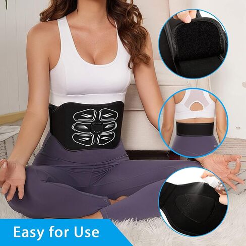 ABS Stimulator - EMS Muscle Stimulator - Abdominal Training Belt Portable Sport Exercise Workout Equipment Home Office Black White in Saudi Arabia