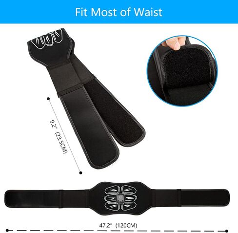 ABS Stimulator - EMS Muscle Stimulator - Abdominal Training Belt Portable Sport Exercise Workout Equipment Home Office Black White in Saudi Arabia