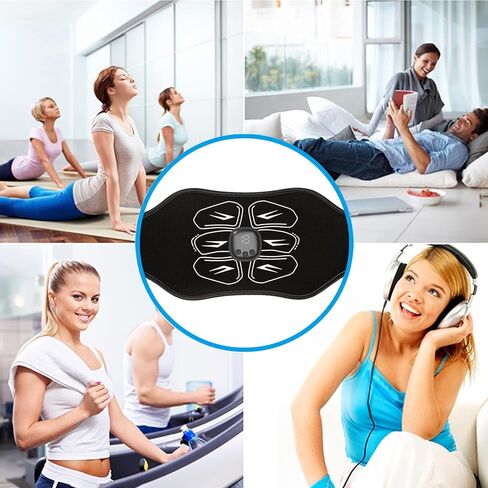ABS Stimulator - EMS Muscle Stimulator - Abdominal Training Belt Portable Sport Exercise Workout Equipment Home Office Black White in Saudi Arabia