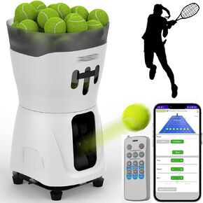 Portable Tennis Ball Machine, Lightweight Indoor Tennis Server, Control by Mobile Phone APP/Remote Control, Can Hold 65 or So Balls, The Longest Serving Distance is 14M, Only Weighs 8kg in Saudi Arabia