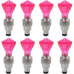 8 حزمة صمام ساق LED CAP للدراجة دراجة سيارة الدراجات النارية مصباح الإطارات الإطارات لزيادة الرؤية الليلية والسيئة للطقس للسلامة (GEM ، الوردي) in Kuwait