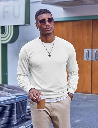 COOFANDY Men's Fleece Crewneck Sweatshirt Casual Long Sleeve Pullover Fall Winter Warm Sweatshirts Fashion Pullovers in Saudi Arabia