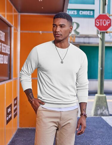 COOFANDY Men's Fleece Crewneck Sweatshirt Casual Long Sleeve Pullover Fall Winter Warm Sweatshirts Fashion Pullovers in Saudi Arabia