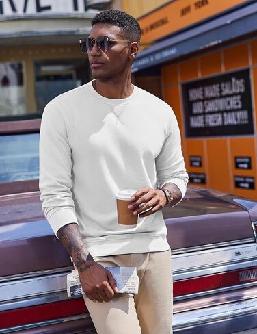 COOFANDY Men's Fleece Crewneck Sweatshirt Casual Long Sleeve Pullover Fall Winter Warm Sweatshirts Fashion Pullovers in Saudi Arabia