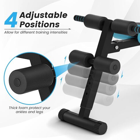 GYMAX Sit up Bench, Folding Adjustable Workout Bench for Ab Exercise, Curved Incline/Decline Slant Bench, Foldable Strength Training Weight Bench, Situps Abs Workout Equipment in Saudi Arabia