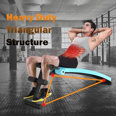 GYMAX Sit up Bench, Folding Adjustable Workout Bench for Ab Exercise, Curved Incline/Decline Slant Bench, Foldable Strength Training Weight Bench, Situps Abs Workout Equipment in Saudi Arabia