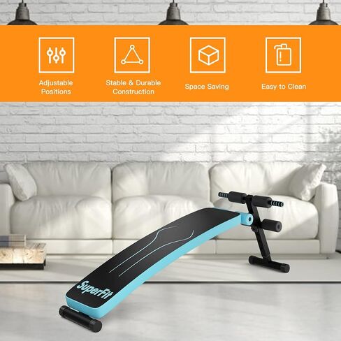 GYMAX Sit up Bench, Folding Adjustable Workout Bench for Ab Exercise, Curved Incline/Decline Slant Bench, Foldable Strength Training Weight Bench, Situps Abs Workout Equipment in Saudi Arabia