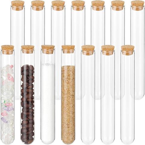 benecreat 15pcs أنبوب زجاجي 60 مل مع سدادة الفلين ، 6.12 × 0.87 بوصة زجاجية أنبوب الزجاج لتخزين السوائل وتزيين الزهور المجففة وملح الحمام وتخزين الحلوى in Saudi Arabia
