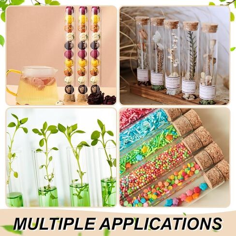 benecreat 15pcs أنبوب زجاجي 60 مل مع سدادة الفلين ، 6.12 × 0.87 بوصة زجاجية أنبوب الزجاج لتخزين السوائل وتزيين الزهور المجففة وملح الحمام وتخزين الحلوى in Saudi Arabia