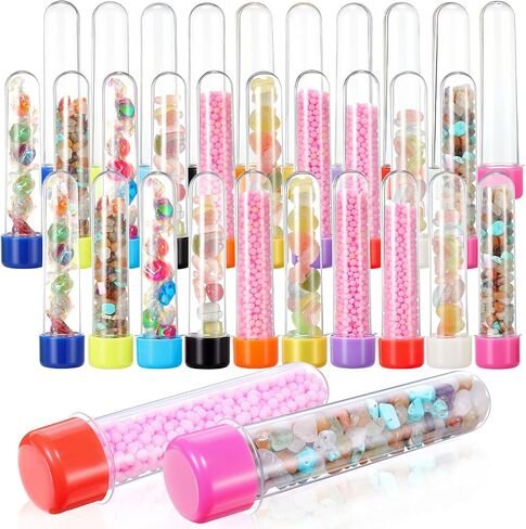 30 Pcs Plastic Test Tubes with Colorful Caps 45 ml Clear Test Tubes 130 x 30 mm for Candy Storage, Art Paint Themed Birthday Party, Sample, Lab Gifts, Beads Display Decoration in Saudi Arabia