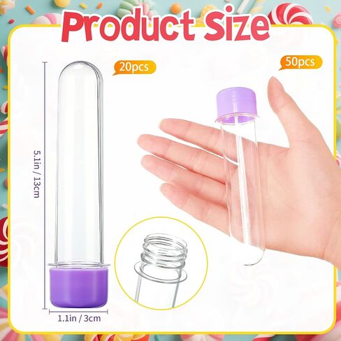 30 Pcs Plastic Test Tubes with Colorful Caps 45 ml Clear Test Tubes 130 x 30 mm for Candy Storage, Art Paint Themed Birthday Party, Sample, Lab Gifts, Beads Display Decoration in Saudi Arabia
