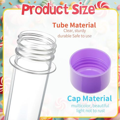 30 Pcs Plastic Test Tubes with Colorful Caps 45 ml Clear Test Tubes 130 x 30 mm for Candy Storage, Art Paint Themed Birthday Party, Sample, Lab Gifts, Beads Display Decoration in Saudi Arabia