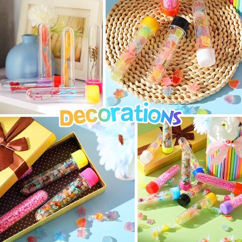 30 Pcs Plastic Test Tubes with Colorful Caps 45 ml Clear Test Tubes 130 x 30 mm for Candy Storage, Art Paint Themed Birthday Party, Sample, Lab Gifts, Beads Display Decoration in Saudi Arabia