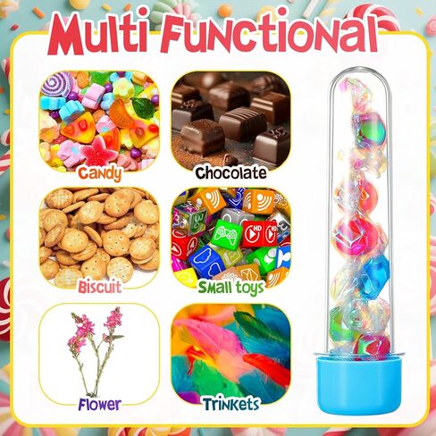 30 Pcs Plastic Test Tubes with Colorful Caps 45 ml Clear Test Tubes 130 x 30 mm for Candy Storage, Art Paint Themed Birthday Party, Sample, Lab Gifts, Beads Display Decoration in Saudi Arabia