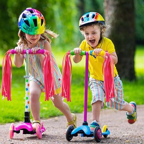 2Pcs Kids Bike Handlebar Streamers Tassels Gradient Pink Scooter Bicycle, Tricycle Handle Bar Grips, Bike Bell Accessories, Colorful Ribbons for Kids and Girls Boys in Saudi Arabia