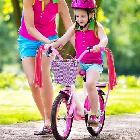 2Pcs Kids Bike Handlebar Streamers Tassels Gradient Pink Scooter Bicycle, Tricycle Handle Bar Grips, Bike Bell Accessories, Colorful Ribbons for Kids and Girls Boys in Saudi Arabia