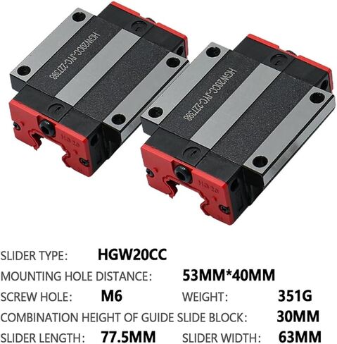 MHCN 2PCS/SET HGH20CA HGW20CC SLIDE BLOCK لـ HGR20 أدلة خطية تحمل لجهاز التوجيه CNC (2PCS HGW20CC) in Saudi Arabia