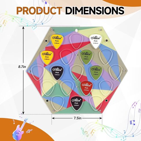 24 Slots Picks Guitar Pick Display Case Holder Wall Mountable Guitar Pick Storage Holder Case Gifts for Men Music Lovers Players Guitarist Collectible Decoration (Clear) in Kuwait