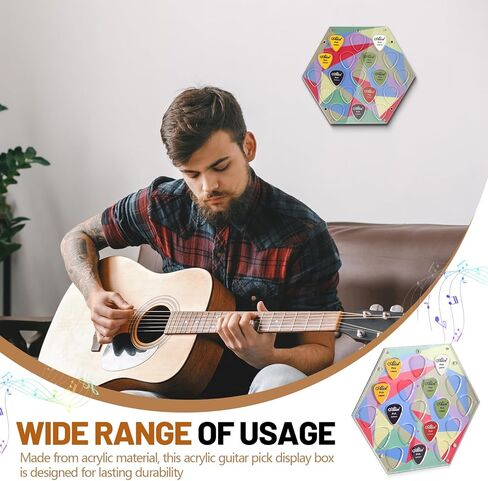 24 Slots Picks Guitar Pick Display Case Holder Wall Mountable Guitar Pick Storage Holder Case Gifts for Men Music Lovers Players Guitarist Collectible Decoration (Clear) in Kuwait