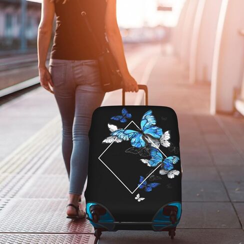 أغطية أمتعة الفراشة الزرقاء وعلامات الأمتعة TSA المعتمدة ، واقي مضاد للخلع قابلة للغسل مرنة ، وهدايا عيد ميلاد السفر للرجال (L 26-28 بوصة) in Kuwait