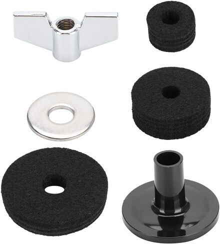 Alomejor Hi Hat Clutch Felt Set Reliable Drum Felt Kit Protects Cymbals for Musicians PVC Black 18 Pcs (Black) in Saudi Arabia