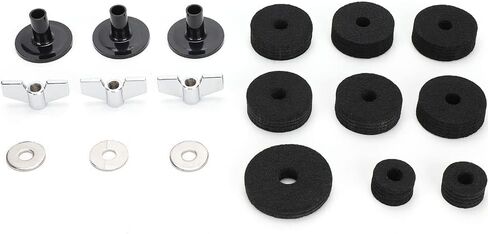 Alomejor Hi Hat Clutch Felt Set Reliable Drum Felt Kit Protects Cymbals for Musicians PVC Black 18 Pcs (Black) in Saudi Arabia