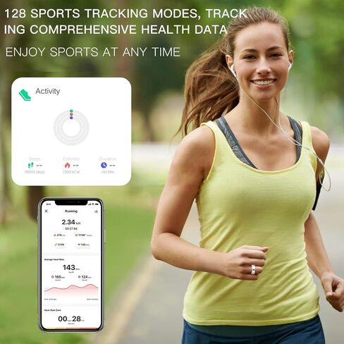 REALTER Health Tracker SMART RING للرجال-IP68 تعقب النوم المقاوم للماء مع معدل ضربات القلب/ضغط الدم/الدورة الفسيولوجية/تتبع الأكسجين ، عداد الخطوة ، iOS و Android متوافق (8#) in Kuwait