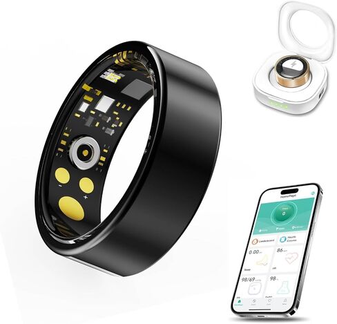 Smart Ring for Men & Women, Fitness and Health Tracker with Sleep Monitoring, Steps Counting, Daily Wellness Insights, IP68 Waterproof, No Subscription, Compatible with App (Gold, 8) in Saudi Arabia