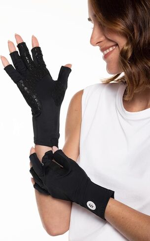 Coolibar UPF 50+ Unisex MaxShield Multi-Sport Fingerless Gloves, Sleek Grey, X-Small, Solid - Sun Protective in Saudi Arabia