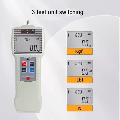 عداد التوتر للضغط الرقمي الشاشة الرقمية ، آلة اختبار الشد 10N-1000N مع 5 تحقيقات ، وحدات (N ، KG ، LB) ، أوضاع ذروة/ذروة/تلقائية ، شاشة LCD لاختبار التوتر وضغط in Kuwait